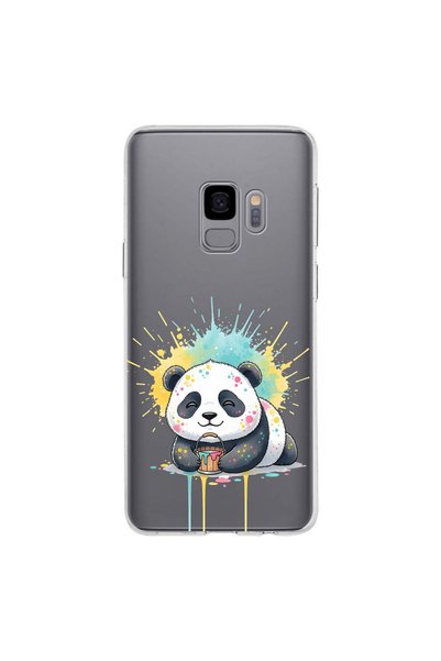 PrintiFy Samsung Galaxy S9 ile Uyumlu Splash Panda Tasarımlı Şeffaf Silikon K...