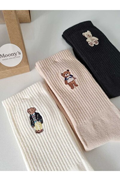 Moonys Socks Collection Бродиран мечок модел Специална серия Дамски чорапи Комплект от 3