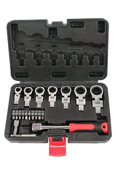 Jack Set de chei cu clichet cap flexibil de 20 buc cu cap Torx de 8 mm-19 mm