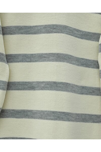 Modamorfo Polo Neck Buttoned Striped Knitwear Set - Gray