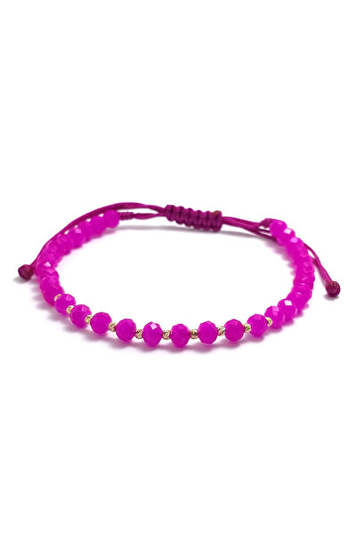 Bijolin Gold Bracelet with 10 2mm 14k gold balls and 4mm fuchsia crystals