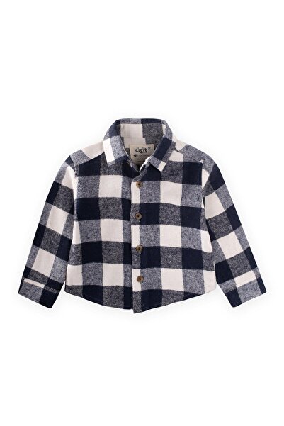 Cigit Lumberjack Shirt 1-9 Years Old Navy Blue Plaid
