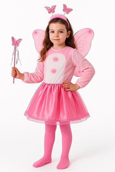 skycott Σετ κοστουμιών ροζ πεταλούδας για κορίτσια με φτερά και στέμμα και ράβδο