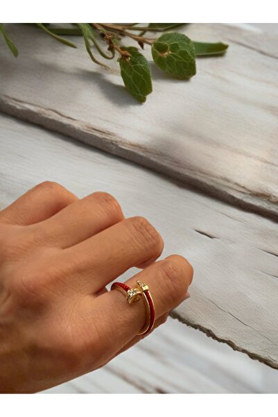 Bo Takı ve Aksesuar Red Color Adjustable Ring