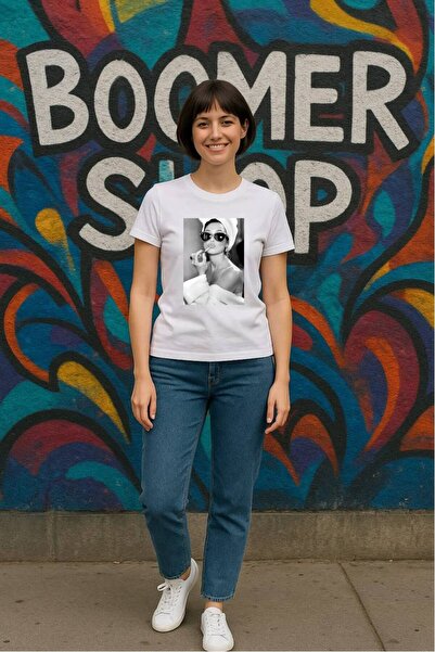 BoomerShop Tricou bumbac , boxy fit, imprimeu Audrey Hepburn