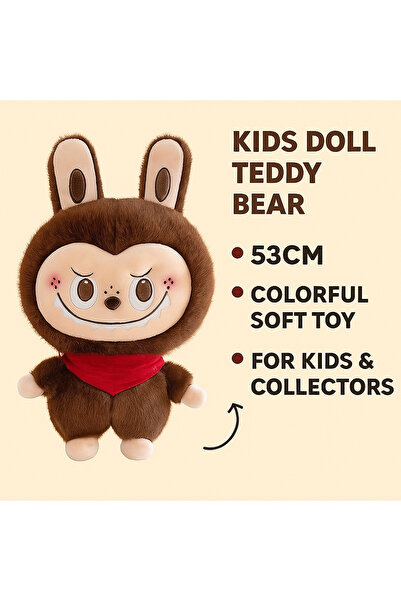 REZZOSS Labubu Doll Teddy Bear for Kids, Colorful Plush Toy Large 53cm, Cute Gift Cartoon Baby Doll Soft Toy