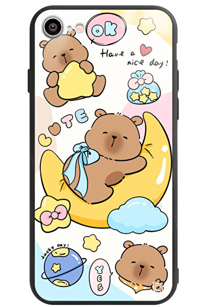 WANNA PROTECT حافظة هاتف آيفون 16E مزودة بحماية للكاميرا ونمط كابيبارا مطبوع ...