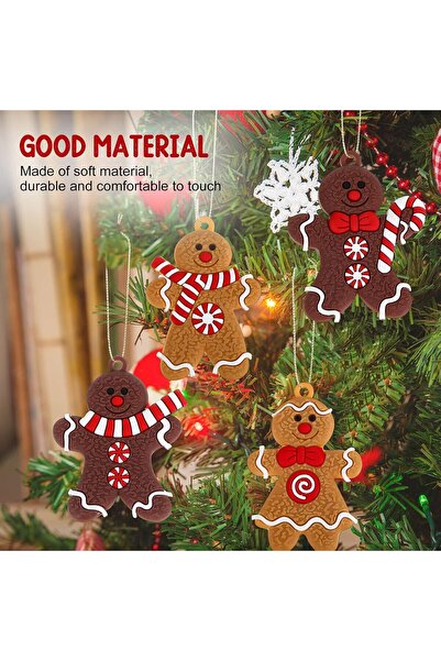 DELPI Set of 16 Decorative Gingerbread Men, 4 models, Silicone, 5x7 cm, Brown