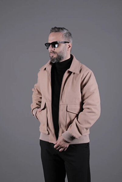 OHEPMODA Torba Cepli Ribanalı Erkek Kaşe Kaban Mont