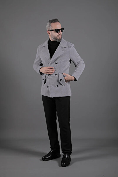 OHEPMODA Patterned Double-Breasted Men's Cashmere Coat