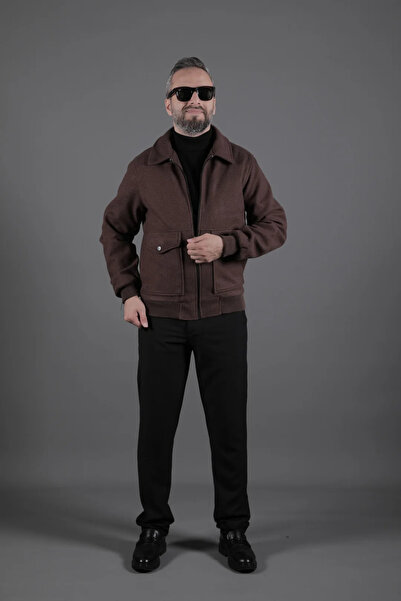 OHEPMODA Torba Cepli Ribanalı Erkek Kaşe Kaban Mont