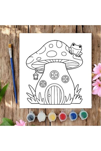 CHVE DESIGN 20x20 Tuval Boyama Seti Çocuklar İçin Etkinlik Mantar Ev Tuval Bo...