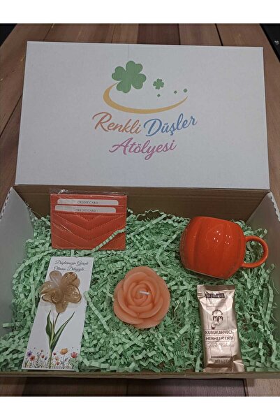 Renkli Düşler Atölyesi Turuncu Hediye Kutusu – Bal Kabağı Kupa, Mum, Kahve & ...