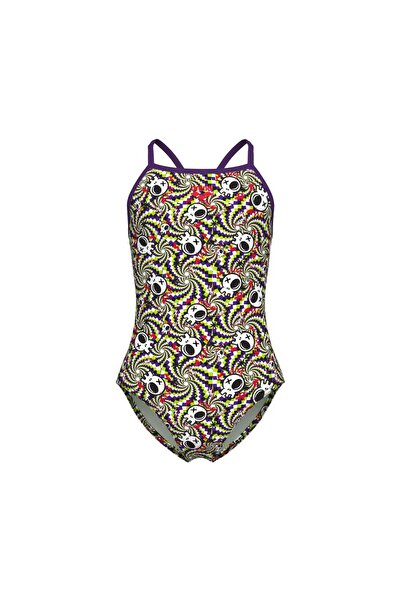ARENA Girl's Fun Skulls Swimsuit Lightdrop Back L Multi Black-Plum