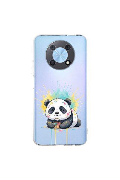 PrintiFy Huawei Nova Y90 ile Uyumlu Splash Panda Tasarımlı Şeffaf Silikon Kılıf