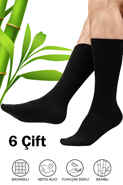 HRN Textile 6-Piece Men's Bamboo Black Long Socks