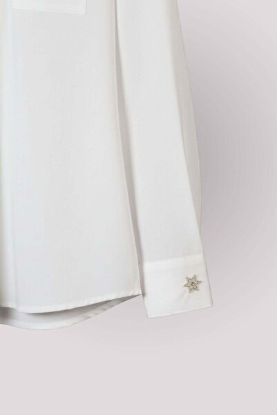 Suavette Hand Embroidered Shirt with Golden Stars made of Bamboo and Cotton