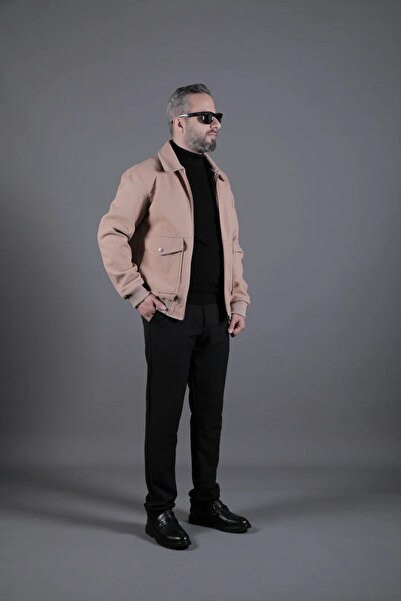 OHEPMODA Torba Cepli Ribanalı Erkek Kaşe Kaban Mont