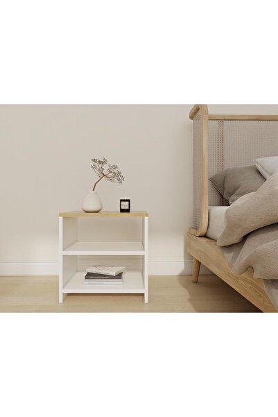 Masif Market Mars komodin Lefkasmeşe-Beyaz