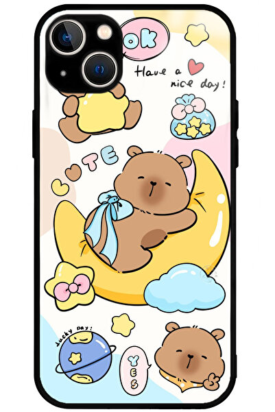 WANNA PROTECT حافظة هاتف آيفون 15 مزودة بحماية للكاميرا بنمط كابيبارا مطبوع ل...