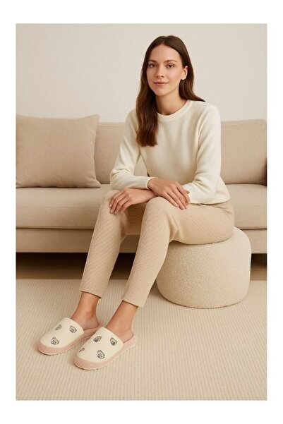 Motif Trend شباشب نسائية بنمط دمية الدب مصنوعة من القطيفة مع نعل حراري - ناعم...