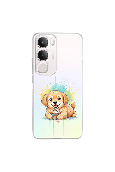 PrintiFy Vivo Y29 5G ile Uyumlu Splash Köpek Tasarımlı Şeffaf Silikon Kılıf