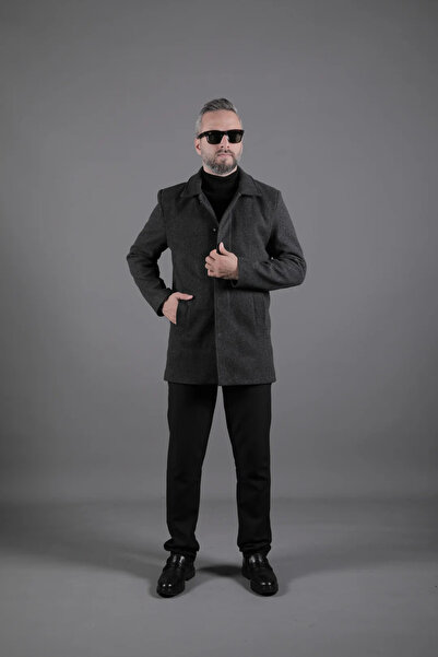 OHEPMODA Men's Cashmere Coat with Hidden Buttons