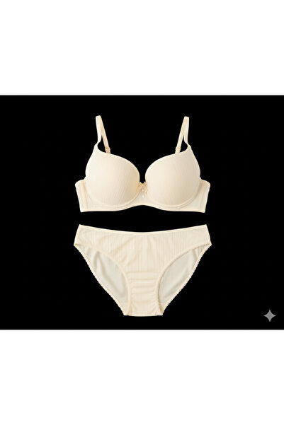 SOMOR طقم حمالة صدر وسروال داخلي مبطن للنساء – أحمر داكن / كريمي / أسود / بود...