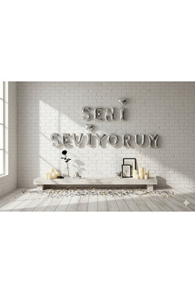 Acar Süs Büyük Sürpriz! SENİ SEVİYORUM Kırmızı ve Gümüş Folyo Balon Seti (35 ...