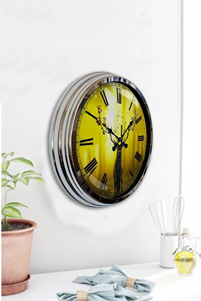 Kasva Concept هدية ساعة حائط قناع معدني كروم مقاس 40 سم