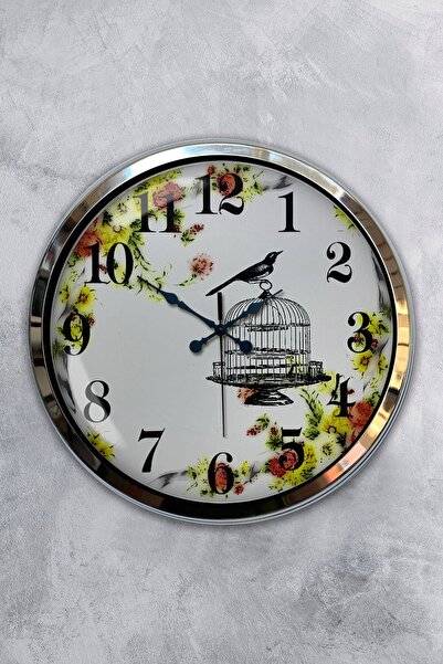 Kasva Concept ساعة حائط مودرن لاين معدن كروم مقاس 40 سم