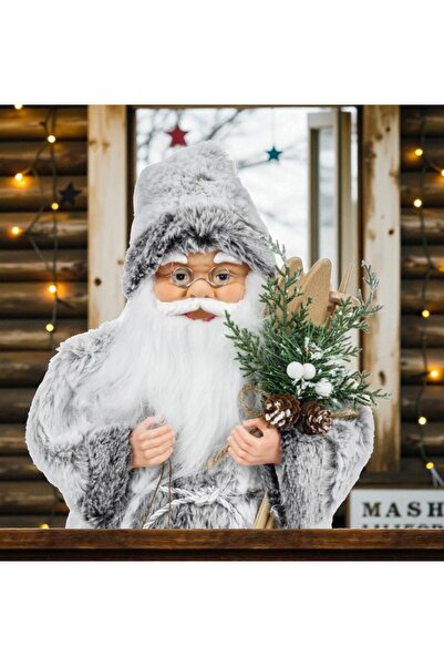 shop New Year Santa Claus Toy New 2026 24X18X45Cm Gray with Flashlight Flower Gray