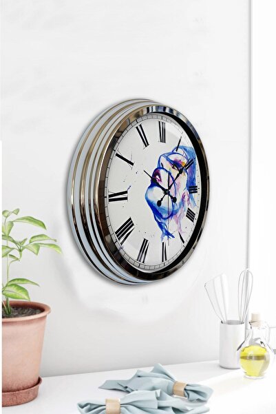 Kasva Concept هدية ساعة حائط مطبخ معدنية من الكروم مقاس 40 سم