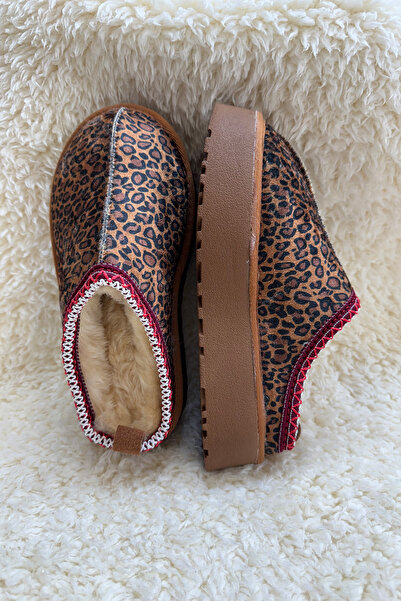 M Miel Women's Striped Slippers Thick Sole Leopard Pattern