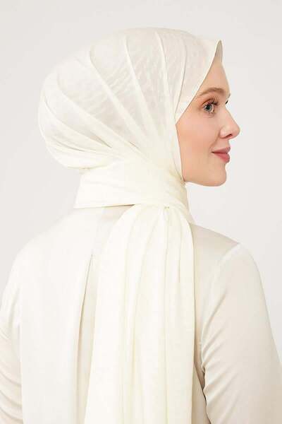 Levidor شال أنيق من الجاكار الأبيض المنقوش