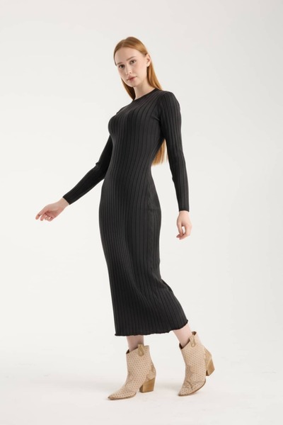 Denivy Long Sleeve Ribbed Knit Dress Dnv-000141