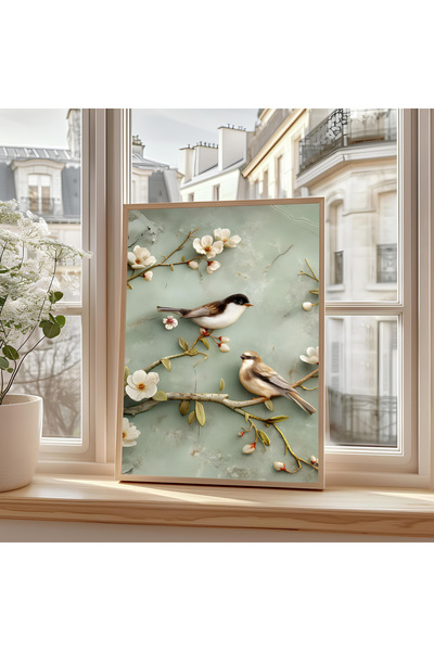 ARTCASTLE Tablou unic cu ramă din lemn PĂSĂRI