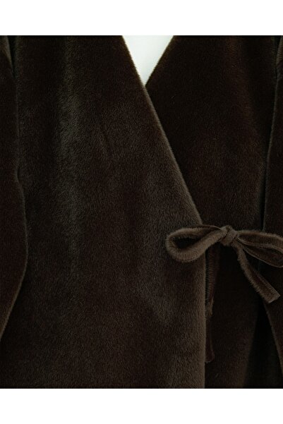 Modamorfo Side-Tie Fur Coat - Dark Brown