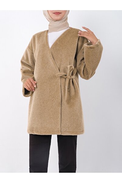 Modamorfo Side-Tied Fur Coat - Earth