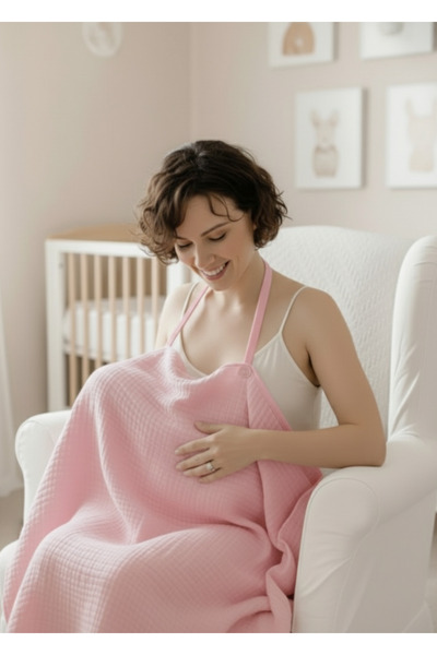 Joyous Mom Kids 100% Cotton Organic Muslin Nursing Apron 80X70Cm, Non-See-Through, 4-Layer Muslin