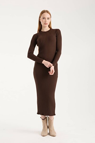 Denivy Long Sleeve Ribbed Knit Dress Dnv-000141