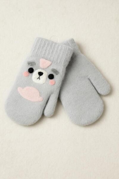 skycott قفازات من القطيفة الناعمة للأطفال الأولاد بتصميم دمية دب