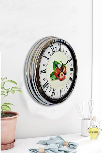 Kasva Concept ساعة حائط للمطبخ مصنوعة من معدن الكروم مقاس 40 سم