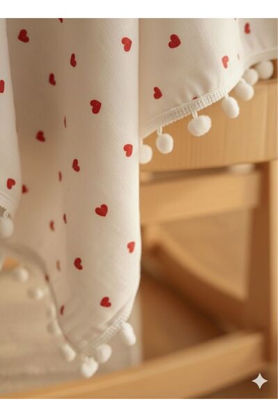 Tiril Tiril Muslin Baby Blanket Special Pompom Embroidered 100% Cotton 80X90