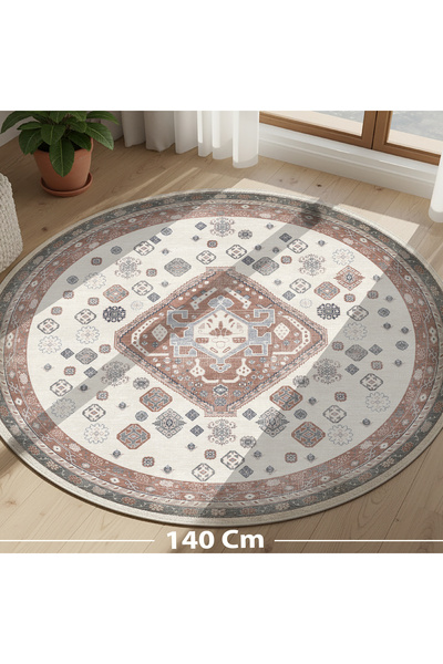 Home Soul Elegant round rug, 140cm diameter | Various designs for a modern and classic touch | Ideal for living rooms and bedrooms