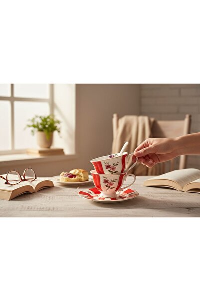 ROY KING Royking ACEM KIRMIZI 6'LI KAHVE FİNCAN 110 CC SMC 055