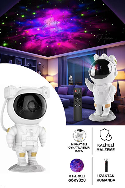 Shopura Astronot Yıldızlı Gökyüzü Projektör - Uzaktan Kumandalı Gece Lambası ...