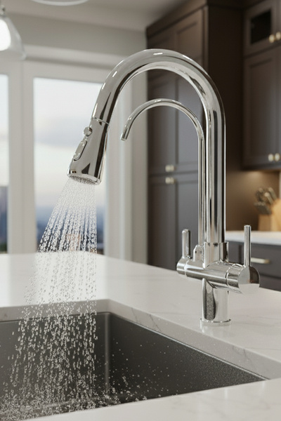 EVYEPA Fleko Spiral Polished Chrome Kitchen Sink Faucet (Hot and Cold Water Inlet, Brass Material) 5 Years Warranty