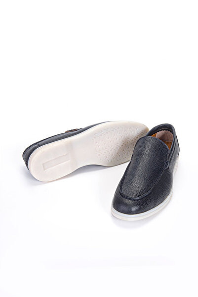 Vantaggio Loop Navy Blue 100% Genuine Leather Men's Loafer Shoes