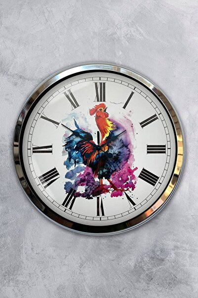 Kasva Concept 40 cm Chrome Metal Village Grocery Wall Clock